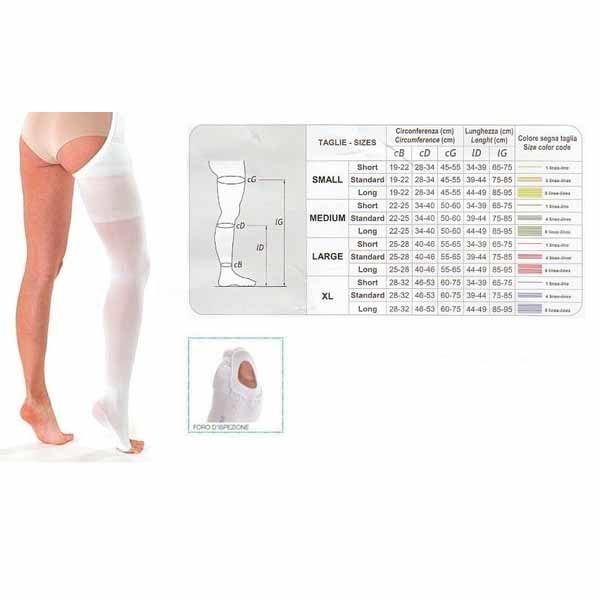 ALBERT ANDRE' ARTICOLO 702 KK6 MONOCOLLANT A-T ANTITROMBOSI PUNTA APERTA LYCRA MM HG 18-24 COLORE BIANCO TAGLIA SINISTRO XL-CORTO - pharmaluna