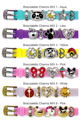 BRACCIALETTO ROSE IN SILICONE CON CHARMS DI METALLO - pharmaluna