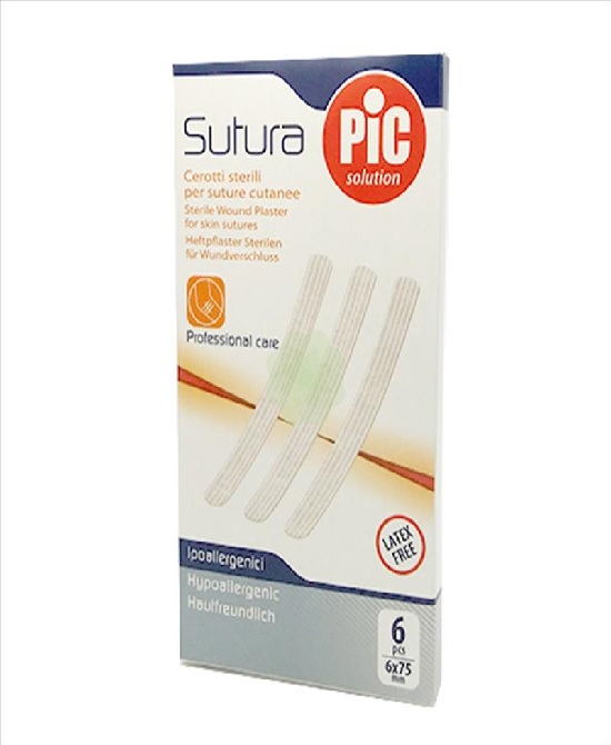 CEROTTO PER SUTURA PIC SOLUTION 6 X 75 MM 6 PEZZI - pharmaluna