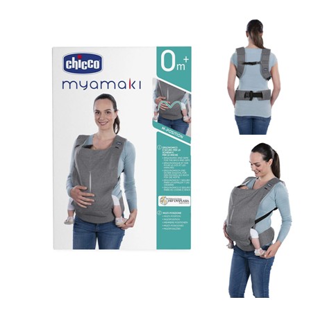 CHICCO MARSUPIO MYAMAKI COMPLETO GREY STRIPES - pharmaluna