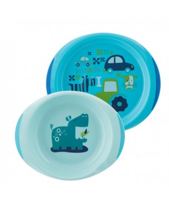 CHICCO PIATTO FONDO E PIANO 12 MESI+ AZZURRO/VERDE - pharmaluna