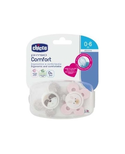 CHICCO SUCCHIETTO COMFORT GIRL SILICONE 2-6 MESI 2 PEZZI - pharmaluna