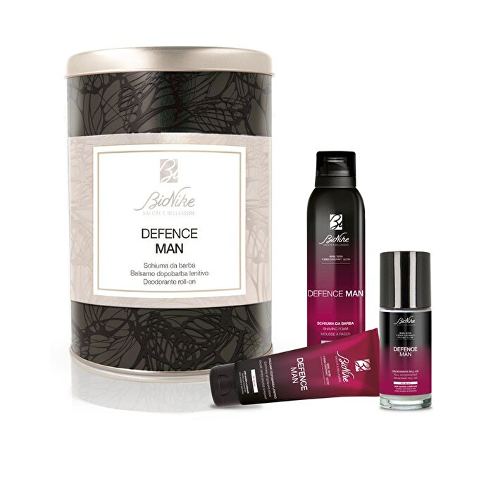DEFENCE MAN KIT NATALE 2021 SAFE SHAVE SCHIUMA BARBA ANTI-IRRITAZIONI 200 ML + SAFE BALM BALSAMO DOPOBARBA LENITIVO 75 ML + DRY TOUCH DEODORANTE ROLL-ON 50 ML - pharmaluna