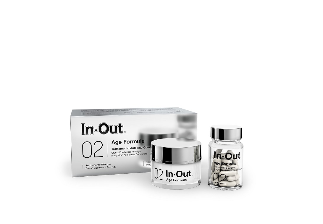 IN OUT 02 AGE FORMULA TRATTAMENTO ANTI AGE COMBINATO ESTERNO INTERNO EMULSIONE 50 ML + INTEGRATORE ALIMENTARE 30 CAPSULE - pharmaluna