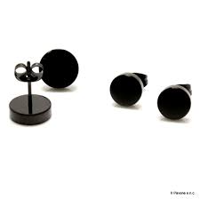 ORECCHINO PIATTO TONDO NERO - pharmaluna