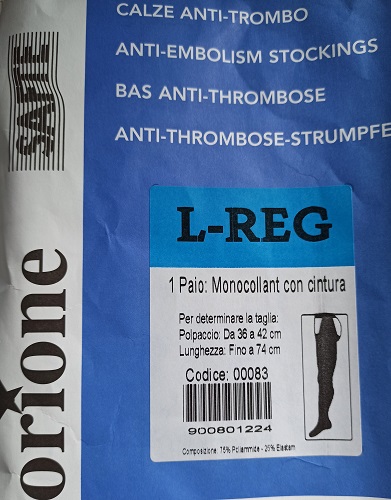 ORIONE CALZE ANTI-TROMBO L REG 1 PAIO MONOCOLLANT CON CINTURA - pharmaluna