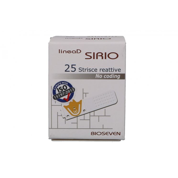 STRISCE MISURAZIONE GLICEMIA LINEA D SIRIO 25 PEZZI - pharmaluna