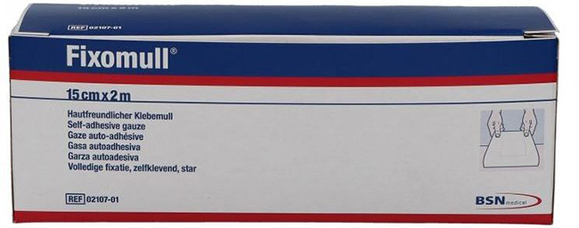 FASCIA AUTOADESIVA IPOALLERGENICA FISSAGGIO SU AMPIA SUPERFICIE FIXOMULL. SUPPORTO IN GARZA DI VISCOSA COLORE BIANCO MASSA IN POLICARBONATO SENZA RESINE E GOMME NATURALI. 15X1000CM - pharmaluna