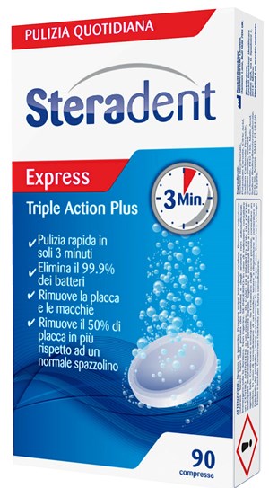 STERADENT TRIPLE ACTION PLUS 90 COMPRESSE PULENTI - pharmaluna