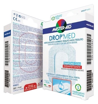 MEDICAZIONE COMPRESSA AUTOADESIVA DERMOATTIVA IPOALLERGENICA AERATA MASTER-AID DROP MED 10X6 5 PEZZI - pharmaluna