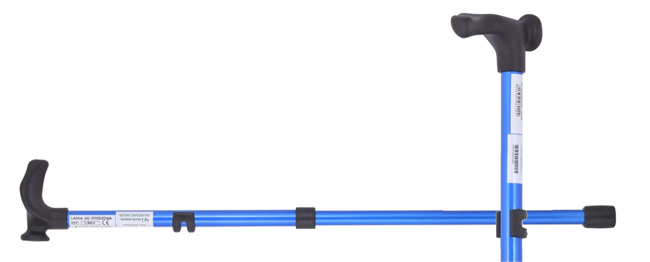 BASTONE CON IMPUGNATURA PALMARE SINISTRA CANNA IN LEGA GRIGIO+IMPUGNATURA NERO - pharmaluna