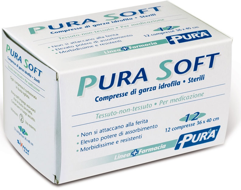 GARZA IN TESSUTO NON TESSUTO PURA SOFT 36X40CM 12 PEZZI - pharmaluna