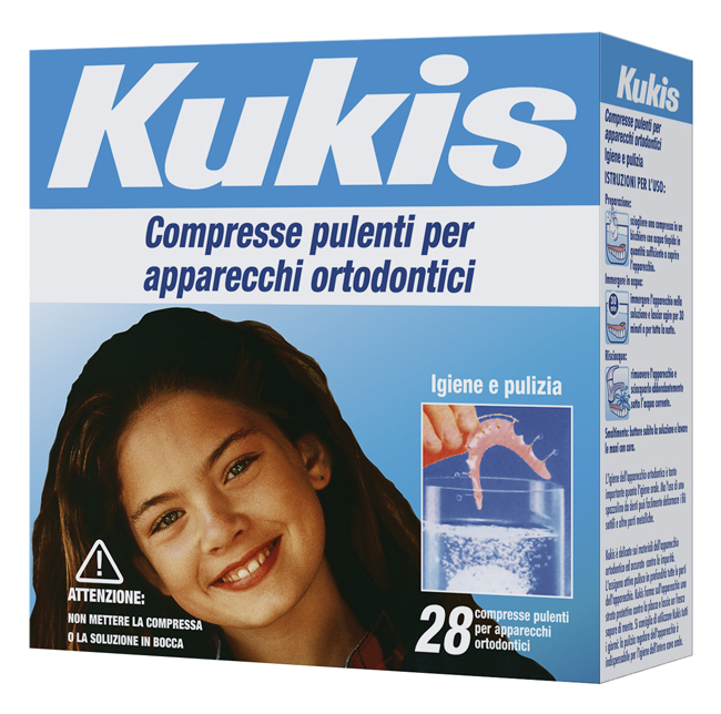 KUKIS CLEANSER 28 COMPRESSE PER PULIZIA APPARECCHI ORTODONTICI - pharmaluna