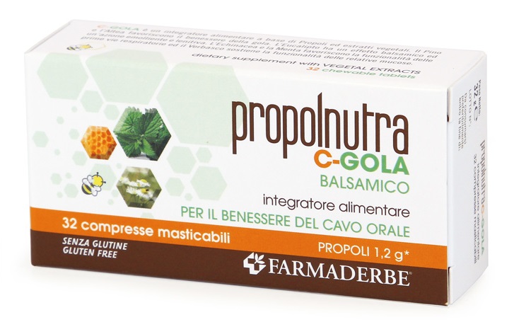 PROPOLNUTRA C GOLA BALSAMICO 32 COMPRESSE MASTICABILI - pharmaluna