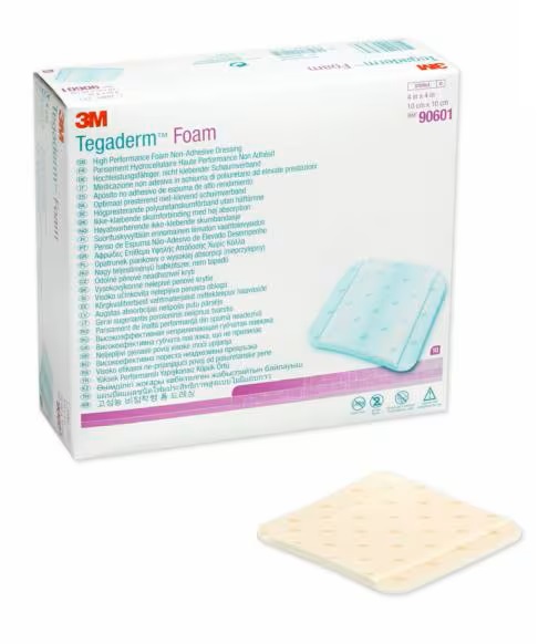 MEDICAZIONE IN SCHIUMA NON ADESIVA TEGADERM FOAM CM10X10 10 PEZZI - pharmaluna