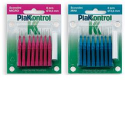 PLAKKONTROL SCOVOLINO MINI 0,6 MM 8 PEZZI + MANICO - pharmaluna