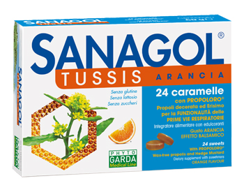 SANAGOL TUSSIS ARANCIA 24 CARAMELLE - pharmaluna