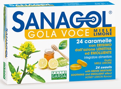 SANAGOL GOLA VOCE MIELE LIMONE 24 CARAMELLE - pharmaluna
