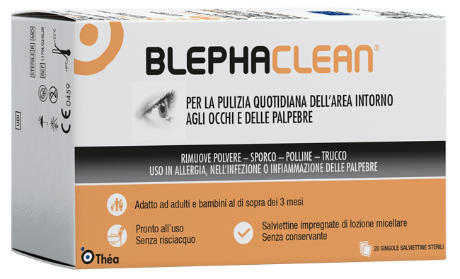 BLEPHACLEAN GARZE OCULARI STERILI A BASE DI ACIDO IALURONICO 20 PEZZI - pharmaluna
