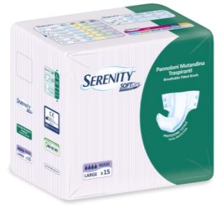 PANNOLONE PER INCONTINENZA SERENITY SOFTDRY FORMATO MAXI TAGLIA LARGE 15 PEZZI - pharmaluna