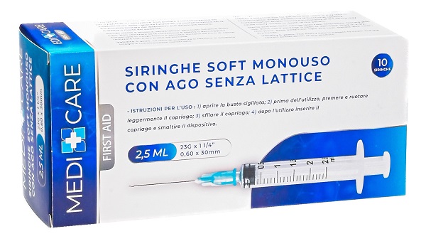 SIRINGA SOFT CAPACITA' 2,5ML AGO GAUGE 23 CONFEZIONE 10 PEZZI GAMMADIS - pharmaluna