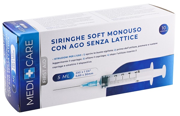 SIRINGA SOFT CAPACITA' 5ML AGO GAUGE 23 CONFEZIONE 10 PEZZI GAMMADIS - pharmaluna