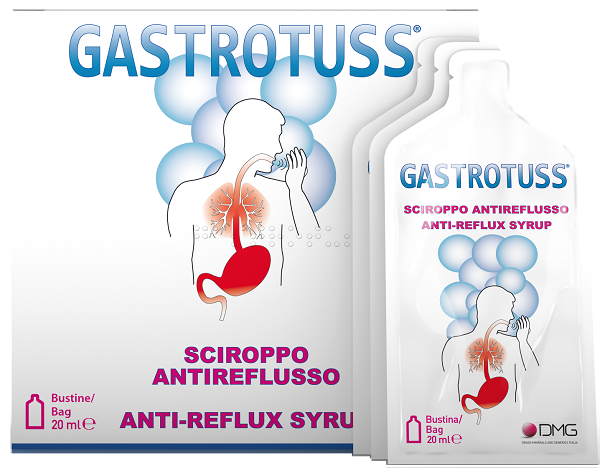 SCIROPPO ANTIREFLUSSO GASTROTUSS 25 BUSTINE MONODOSE 20 ML - pharmaluna