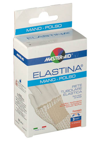 RETE TUBOLARE ELASTICA IPOALLERGENICA MASTER-AID ELASTINA MANO/POLSO 3 MT IN TENSIONE CALIBRO 3 CM - pharmaluna