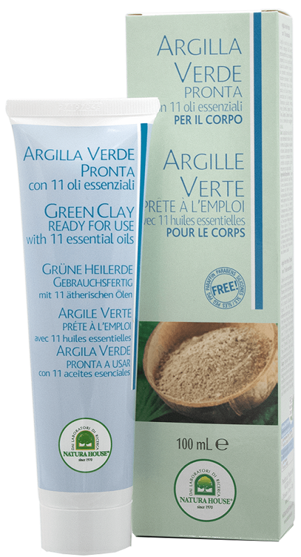 ARGILLA VERDE PRONTA TUBO CON OLI ESSENZIALI 100 ML - pharmaluna