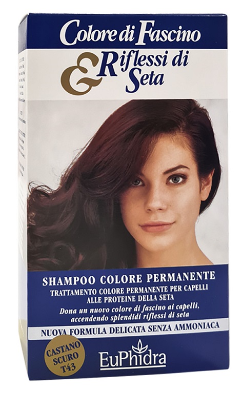 EUPHIDRA COLORE DI FASCINO & RIFLESSI DI SETA SHAMPOO COLOR PERMANENTE 43 CASTANO SCURO 120 ML - pharmaluna