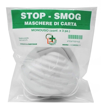 MASCHERE DI CARTA STOP-SMOG MONOUSO 3 PEZZI - pharmaluna