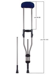 GRUCCIA IN LEGA LEGGERA SENZA AMMORTIZZATORE. ASCELLARE IN POLIURETANO ESPANSO. IMPUGNATURA E ALTEZZA REGOLABILI - pharmaluna