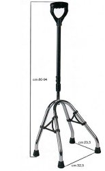 QUATTROPIEDI CANNA GRIGIO SCURO BASE ACCIAIO CROMATO IMPUGNATURA NERO/BORDEAUX - pharmaluna