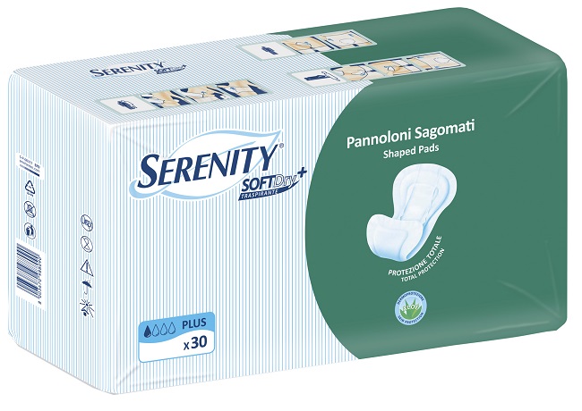 PANNOLONE PER INCONTINENZA SAGOMATO SERENITY SOFTDRY+ ALOE PLUS 30 PEZZI - pharmaluna