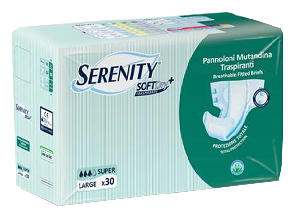 PANNOLONE PER INCONTINENZA A MUTANDINA SERENITY SOFTDRY+ ALOE SUPER LARGE 30 PEZZI - pharmaluna