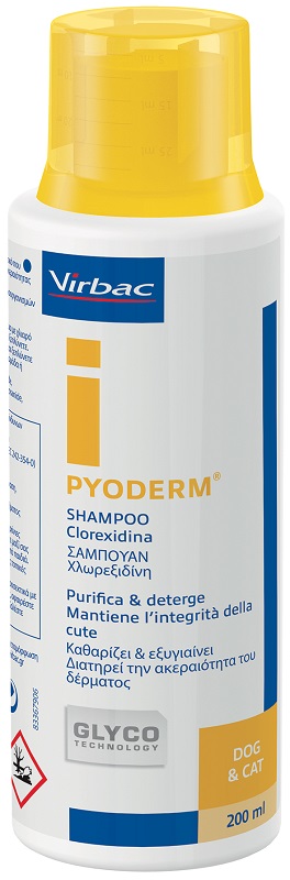 PYODERM SHAMPOO CLOREXIDINA PURIFICA E DETERGE CANE E GATTO 200 ML - pharmaluna