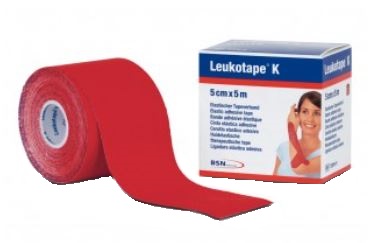 BENDA ADESIVA LEUKOTAPE K PER TAPING FISIOTERAPICO LARGHEZZA 5 CM LUNGHEZZA 5 M COLORE ROSSO IN ROTOLO - pharmaluna