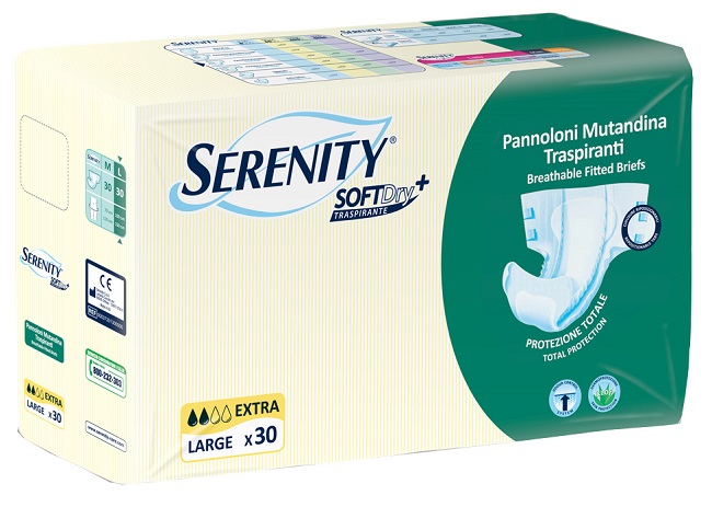 PANNOLONE MUTANDINA PER INCONTINENZA SERENITY SOFTDRY+ EXTRA TAGLIA LARGE 30 PEZZI - pharmaluna