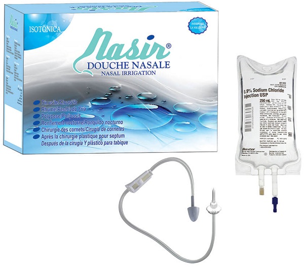 NASIR DOCCIA NASALE CON SOLUZIONE FISIOLOGICA ISOTONICA 6 SACCHE 500 ML + 1 BLISTER - pharmaluna