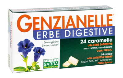 GENZIANELLE ERBE DIGESTIVE SENZA ZUCCHERO 24 CARAMELLE - pharmaluna
