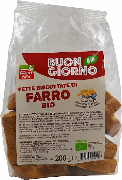 FSC FETTE BISCOTTATE DI FARRO SENZA LIEVITO DI BIRRA BIO CON OLIO EXTRAVERGINE DI OLIVA 200 G - pharmaluna