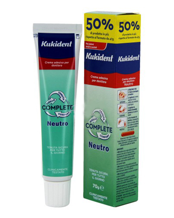 KUKIDENT NEUTRO COMPLETE CREMA ADESIVA PER PROTESI DENTARIE 70 G - pharmaluna