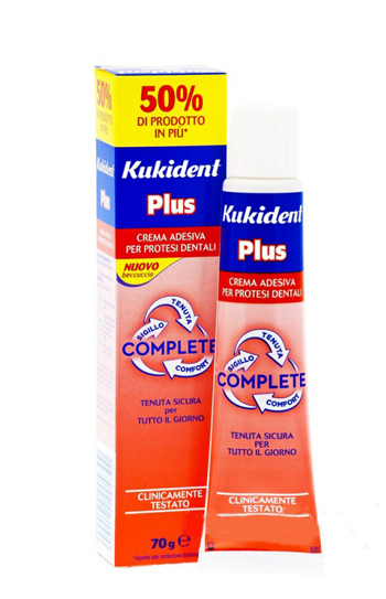 KUKIDENT PLUS COMPLETE CREMA ADESIVA PER PROTESI DENTARIE 70 G - pharmaluna