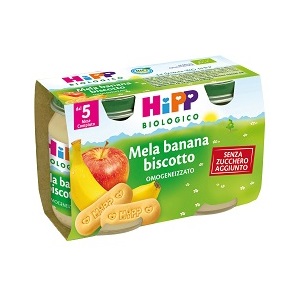 HIPP BIO OMOGENEIZZATO MELA BANANA BISCOTTO 2X125 G - pharmaluna