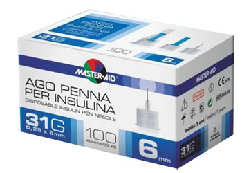 AGO PER PENNA DA INSULINA MASTER-AID 31 GAUGE 6 MM 100 PEZZI - pharmaluna