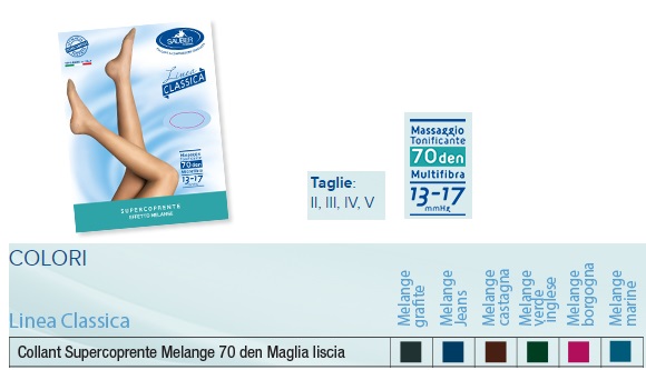 SAUBER COLLANT 70 DENARI SUPER COPRENTE MAGLIA LISCIA MELANGE GRAFITE 2 LINEA CLASSICA - pharmaluna