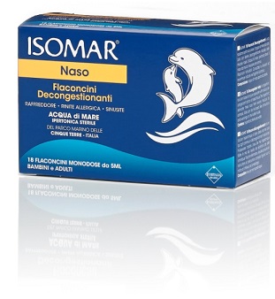 ISOMAR SOLUZIONE IPERTONICA ACQUA MARE 18 FLACONCINI MONODOSE 5 ML - pharmaluna
