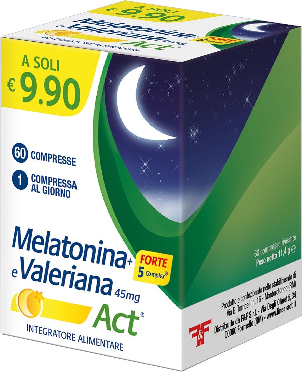 MELATONINA+FORTE 5 COMPLEX E VALERIANA ACT 60 COMPRESSE - pharmaluna