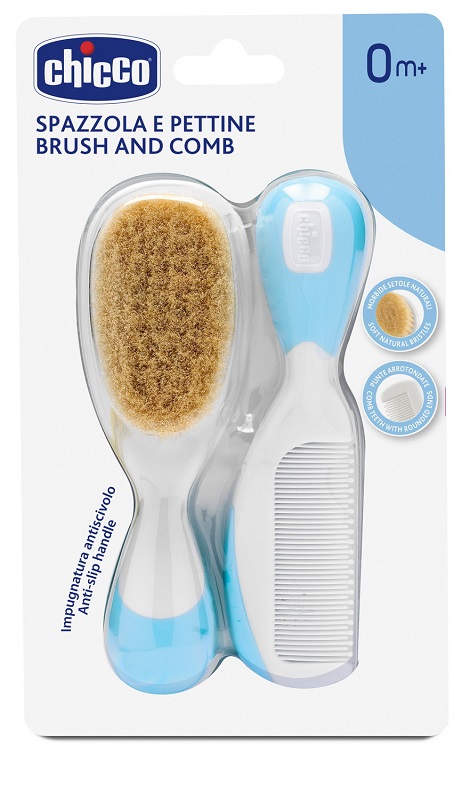 CHICCO SPAZZOLA + PETTINE AZZURRO - pharmaluna