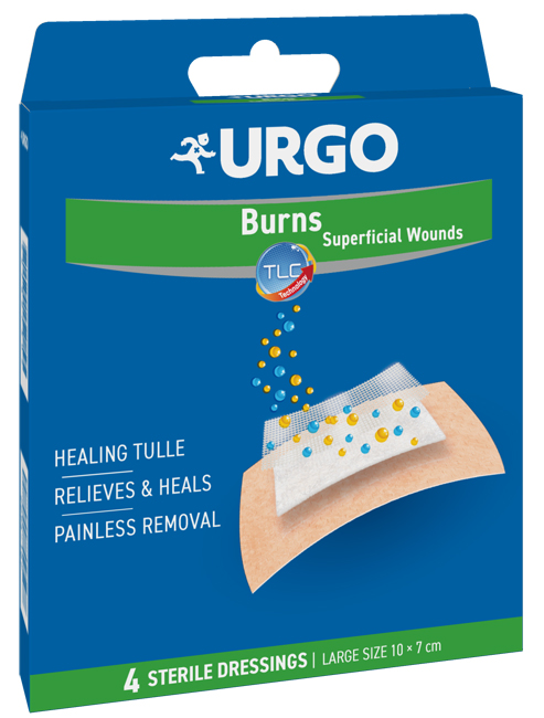 URGO CEROTTO PER USTIONI E FERITE 100X70 MM 4 PEZZI - pharmaluna